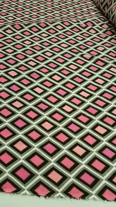 Rayon Challis Fabric By The Yard Diamond Pink Gray Black Soft Flowy Dress - Picture 1 of 7