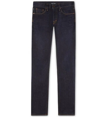 Pantalones de mezclilla ajustados Tom Ford elásticos con ribete japonés para hombre Foto 1 de 2