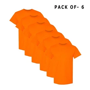 Gildan Hi Vis T-Shirts 50/50 Cotton/Polyester Safety Orange 6 Pack Sizes S-5XL - Picture 1 of 5