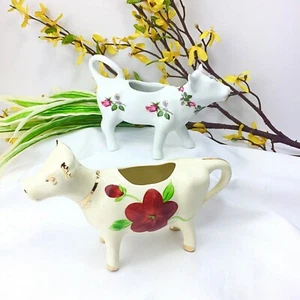 Vintage Set of 2 Porcelain Cow Creamers - Picture 1 of 8