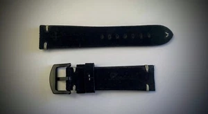 Meccaniche Veneziane/ Venezianico handgefertigtes Armband 22 mm schwarz brandneu mit Schnalle - Bild 1 von 2