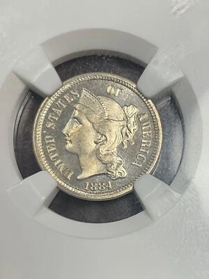 NGC PF67CAM 1884 THREE CENT NICKEL STUNNING PROOF RARE IN 67 - Image 1 of 3