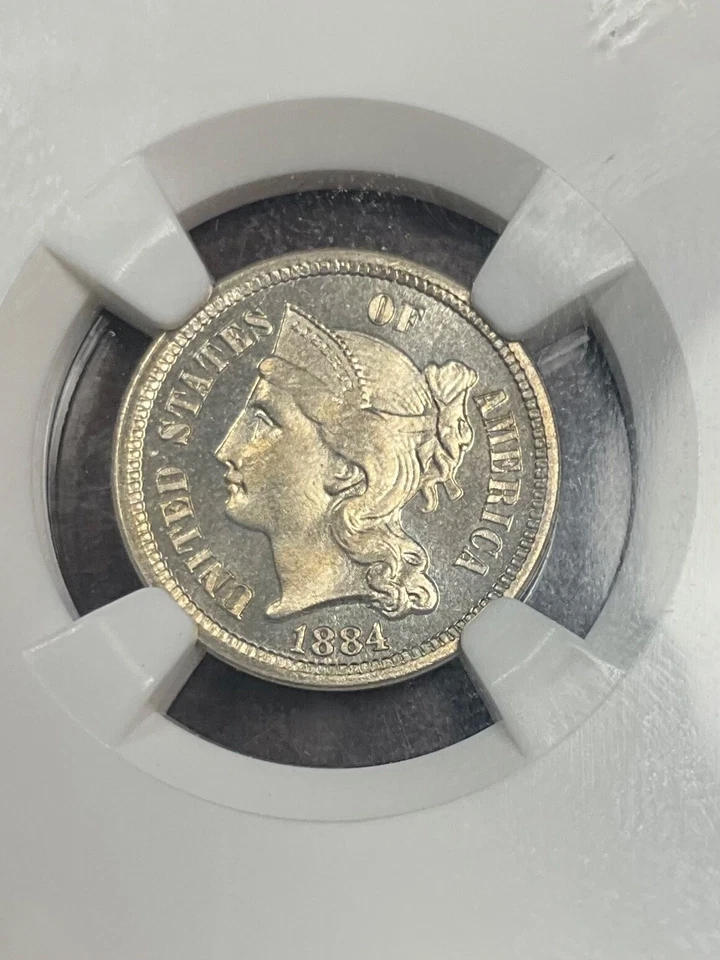 NGC PF67CAM 1884 THREE CENT NICKEL STUNNING PROOF RARE IN 67 - Image 1 of 3