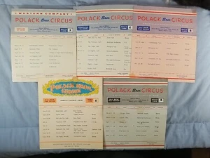 Vintage LOT of 5 POLACK BROS CIRCUS Route Cards 1957 1961 1964 1967 1968 - Picture 1 of 6