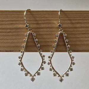 Kendra Scott Bea Drop Earrings Silver-Tone CZ Dangle Geometric Designer Fashion - Picture 1 of 8