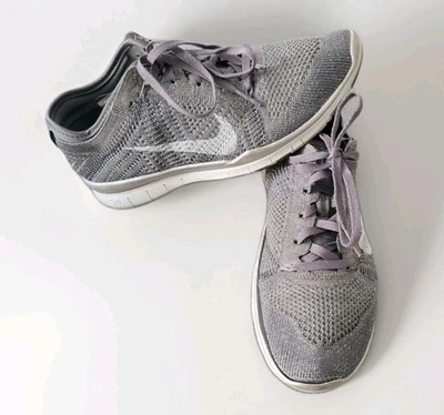 Nike Free 5.0 TR Flyknit Metallic Pack Running Shoes 804534-002 Gray Silver 6 - Image 1 of 4
