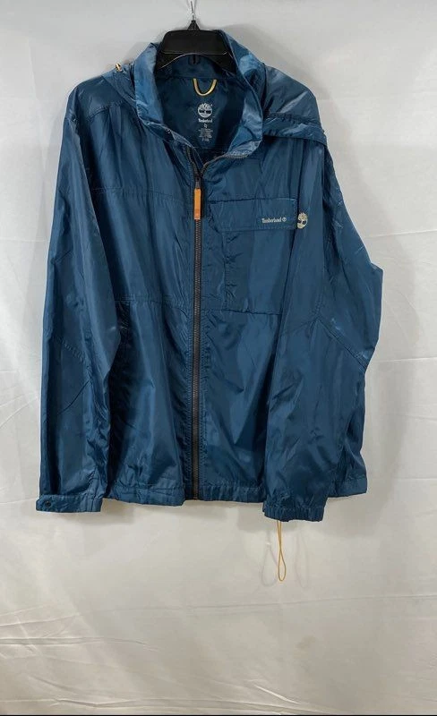 Timberland Men's Blue Hooded Full Zip Lightweight Windbreaker Jacket Size XL - Image 1 of 4