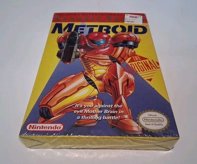 Metroid - Nintendo NES Classic Series etiqueta amarela no envoltório retrátil original na caixa - Imagem 1 de 4