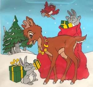 Vintage 1989 Original Rudolph The Red-Nosed Reindeer Christmas Gift Bags - Santa - Picture 1 of 6