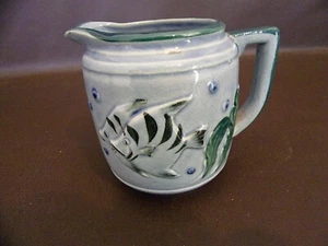 Hand Painted Ceramic Creamer Tropical Fish Mid-Century - Picture 1 of 6