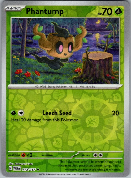 Pokemon - Phantump - 012/167 - Reverse Holo -  Twilight Masquerade - NM/M - Image 1 of 1