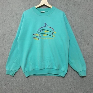 Vintage Palm Beach Crewneck Sweatshirt Adult L Blue Pullover Dolphins Beach - Picture 1 of 12