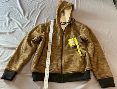 Sudadera con capucha forrada Sherpa marrón con cremallera cultura moderna para hombre talla PEQUEÑA Foto 1 de 2