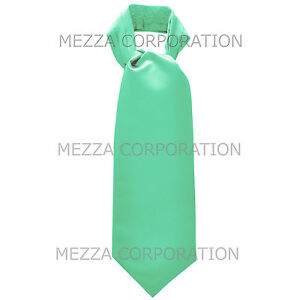 New Vesuvio Napoli Men's Polyester Ascot Cravat Necktie Wedding Solid Aqua Green