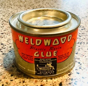 Vintage Weldwood Plastic Resin Glue 1 1/8 Oz Tin Can US Plywood Corp Free Ship! - Picture 1 of 4