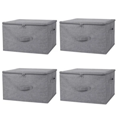 1/2/4 Pack Storage Bin Boxes Linen Fabric Cube Basket Foldable Home Organizers - Image 1 of 4