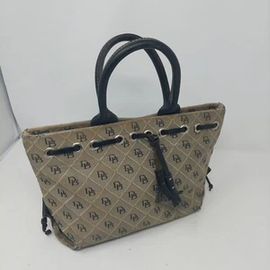 Dooney & Bourke Vintage Brown Black Signature Jacquard Tassel Satchel Handbag - Picture 1 of 12