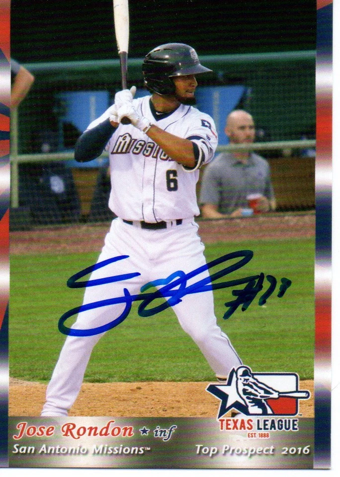 Jose Rondon 2016 San Antonio Missions Texas League Top Prospect Signed Card - Image 1 of 1
