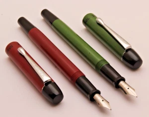 Mohi Set Of 2 Chote Nawab Brown & Green Ebonite Eyedropper Fountain Pens Vintage - Picture 1 of 8