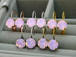 Rose Water Opal Leverback Earrings made with Swaroski Elements Choose a Finish - Picture 1 of 10