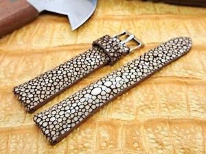 20mm/16mm Polished Stingray Leather Watch Band Big Pearl Exotic Leather - Picture 1 of 8