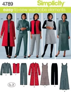 Simplicity 4789 Misses Pants vest jacket jumper pattern size 10 - 18 - Picture 1 of 4