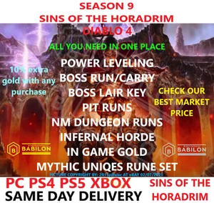 DIABLO 4 SEASON 9 POWER LEVELING GLYPH BELIAL DURIEL ✅PC PS4 PS5 XBOX✅ DIABLO IV - Picture 1 of 136