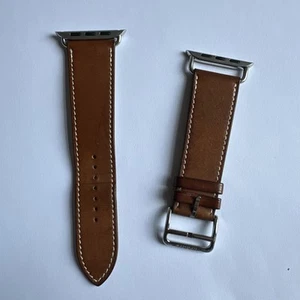 Genuine Apple Watch Hermes FAUVE Attelage Single Tour Leather Band 49mm 46mm 45m - Zdjęcie 1 z 15