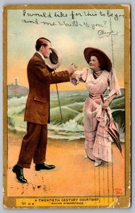Vintage Postcard Romance Look under the stamp ocean sea 1909 - Picture 1 of 2
