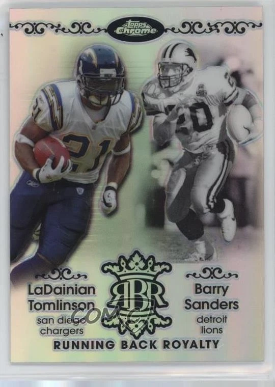 2007 Chrome Running Back Royalty Refractor Barry Sanders LaDainian Tomlinson HOF - Image 1 of 2