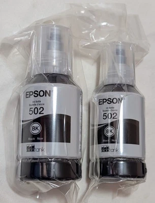 2 Sealed Epson 502 Black 127ml Ink Refill Tanks OEM - Image 1 of 4
