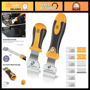 Schwerlast Rasierklingen Schaber Set - 2 Griffe, 12 zusätzliche Klingen, ausziehbares Werkzeug - Bild 1 von 8