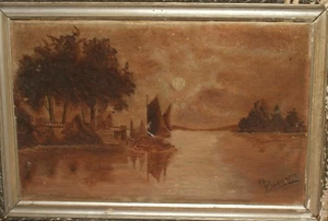 Antique impressionist oil painting seascape signed - Picture 1 of 11