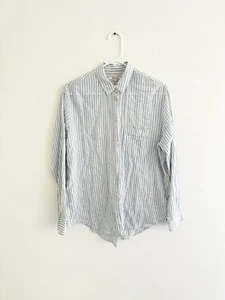 Madewell Blue White Striped Cotton Long Sleeve Button Down Small - Picture 1 of 6