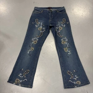 Willi Smith Womens Embellished Size 12 Jeans Boho Floral Very Good Hemmed - Picture 1 of 9