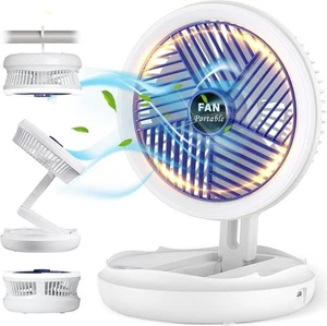 Ventilador de mesa con luz LED ajustable 4 velocidades plegable y suspendido 36 - Imagen 1 de 7