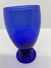Cristar Drinking Glass Cobalt Blue Footed Pedestal Water Goblet 5.5 Inches