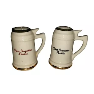 Vintage St Augustine Florida Salt & Pepper Shakers Souvenir Kitch Stein Mug - Picture 1 of 10