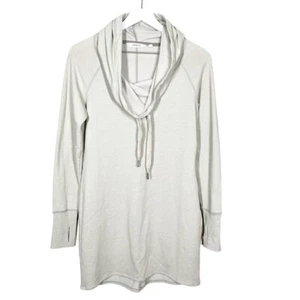 Athleta Womens Intention Cover Up Cowl Neck Hooded Tunic Dress Oatmeal Small - Picture 1 of 10