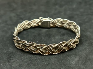 925 Sterling Rope Woven Bracelet 10.8mm 7in - 26.74g - Picture 1 of 3