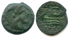 RR227. ROMAN REPUBLIC BRONZE QUADRANS ANONYMOUS MINTURNAE 211-201 BC McCABE H1 - Picture 1 of 1