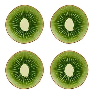Bordallo Pinheiro Tropical Fruits Kiwi Dessert Plate, Set of 4 - Picture 1 of 5