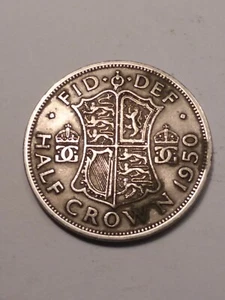 1950 UNITED KINGDOM HALF CROWN 1/2 CROWN GREAT BRITAIN KING GEORGE VI COIN - Picture 1 of 8