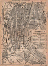 MAGDEBURG antique town city stadtplan. Saxony-Anhalt karte. BAEDEKER 1900 map
