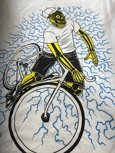 New In Packet Rebel 8 White Skeleton Riding A Bike T Shirt Size Small S - Picture 1 of 6