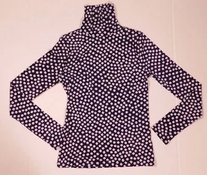 J CREW NWT Women's Blue Floral Long Sleeved Matte Jersey Turtleneck Shirt Sz S - Picture 1 of 5