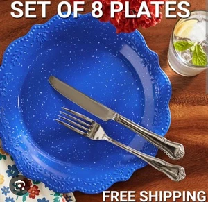 Juego de 8 platos de cena de melamina Juliette azul cobalto mujer pionera Juliette - Imagen 1 de 3