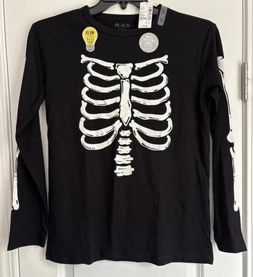 Camisa masculina manga longa Halloween infantil lugar brilho no escuro XXL 18 nova com etiquetas - Imagem 1 de 4