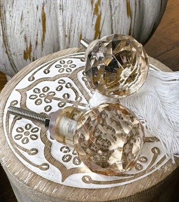 2 botões de gaveta de vidro vintage rosa depressão puxadores de ferragens para móveis - Imagem 1 de 4