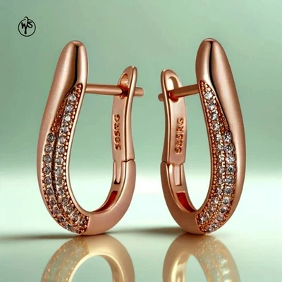 Ohrringe Vergoldet Rosegold Gold 585 Rolled Zirkonia Geschenkbeutel - Bild 1 von 4